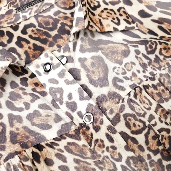 Elie Tahari Distressed Leopard Print Dress Sz 2 - Picture 5 of 16